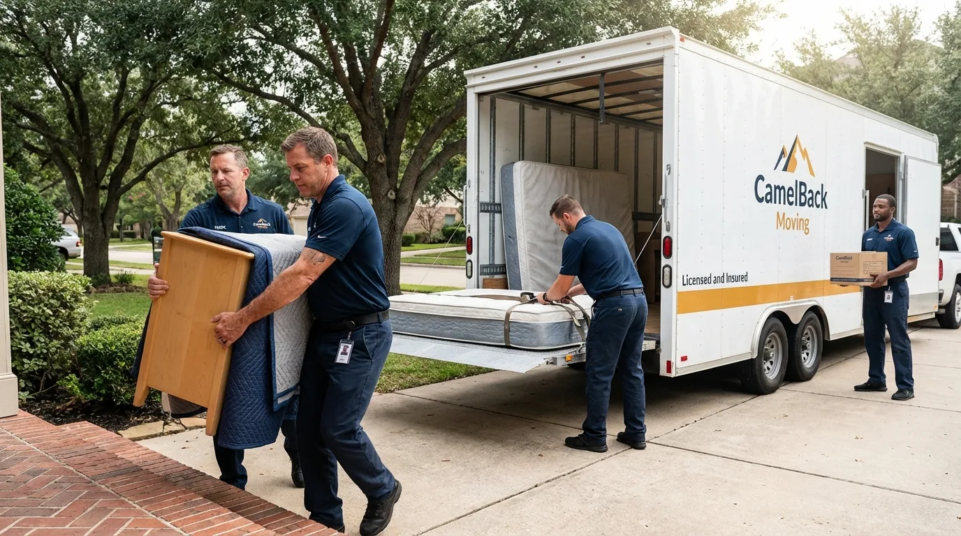 Crew loading residential truck for cross-state move from Pine Plains, NY