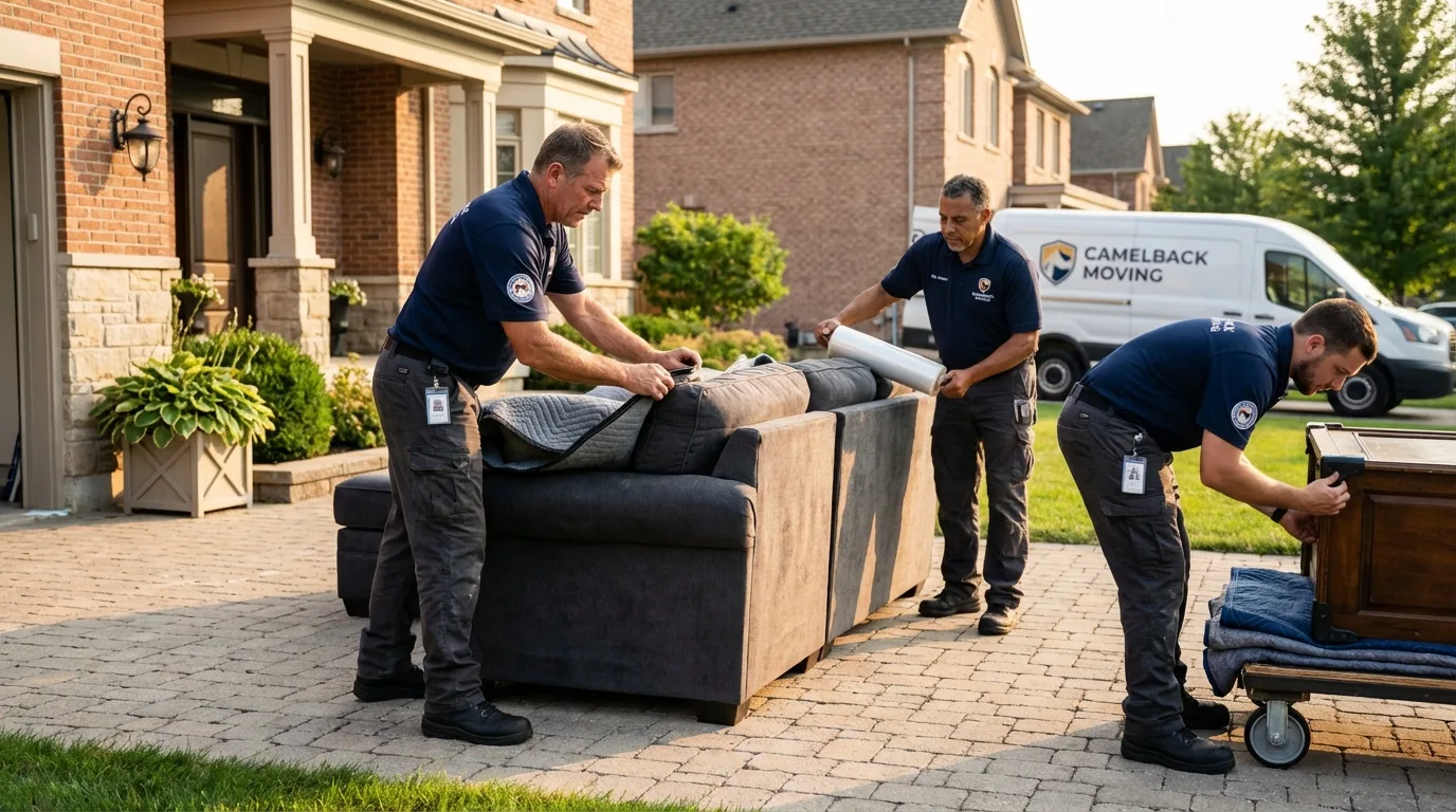 Large estate moving crew wrapping furniture in Pine Plains, NY